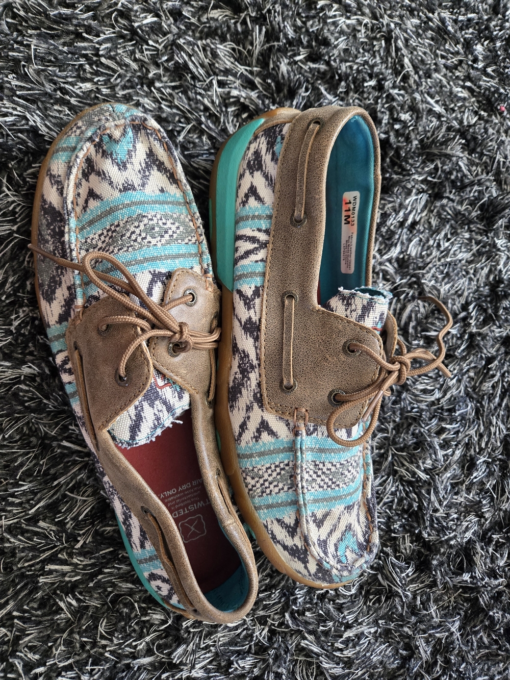 Twisted X Women's Turquoise and Brown Patterned Moccasins